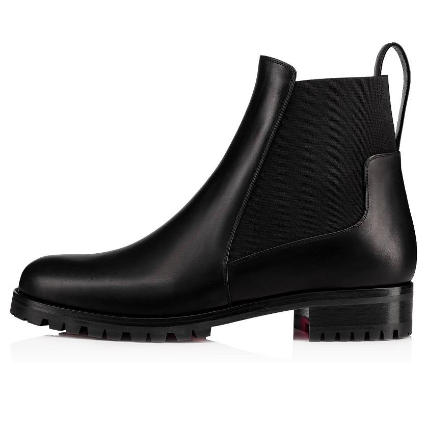 Women's Christian Louboutin Marchacroche Leather Chelsea Boots - Black [0547-281]